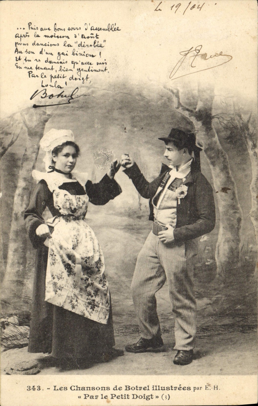 CPA Folklore Les chansons de Botrel Par le petit doigt Enfants