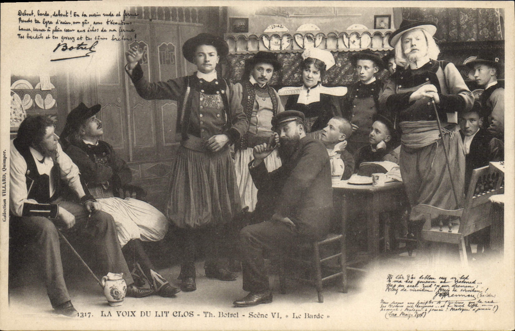 CPA Folklore Botrel La voix du lit clos Le Barde