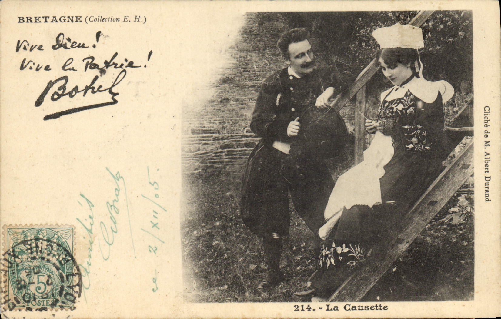 CPA Folklore Bretagne La causette 