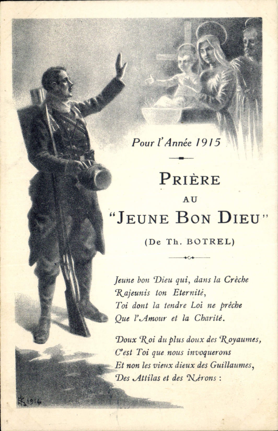 CPA Folklore Priere au Jeune Bon Dieu Botrel Annee 1915 