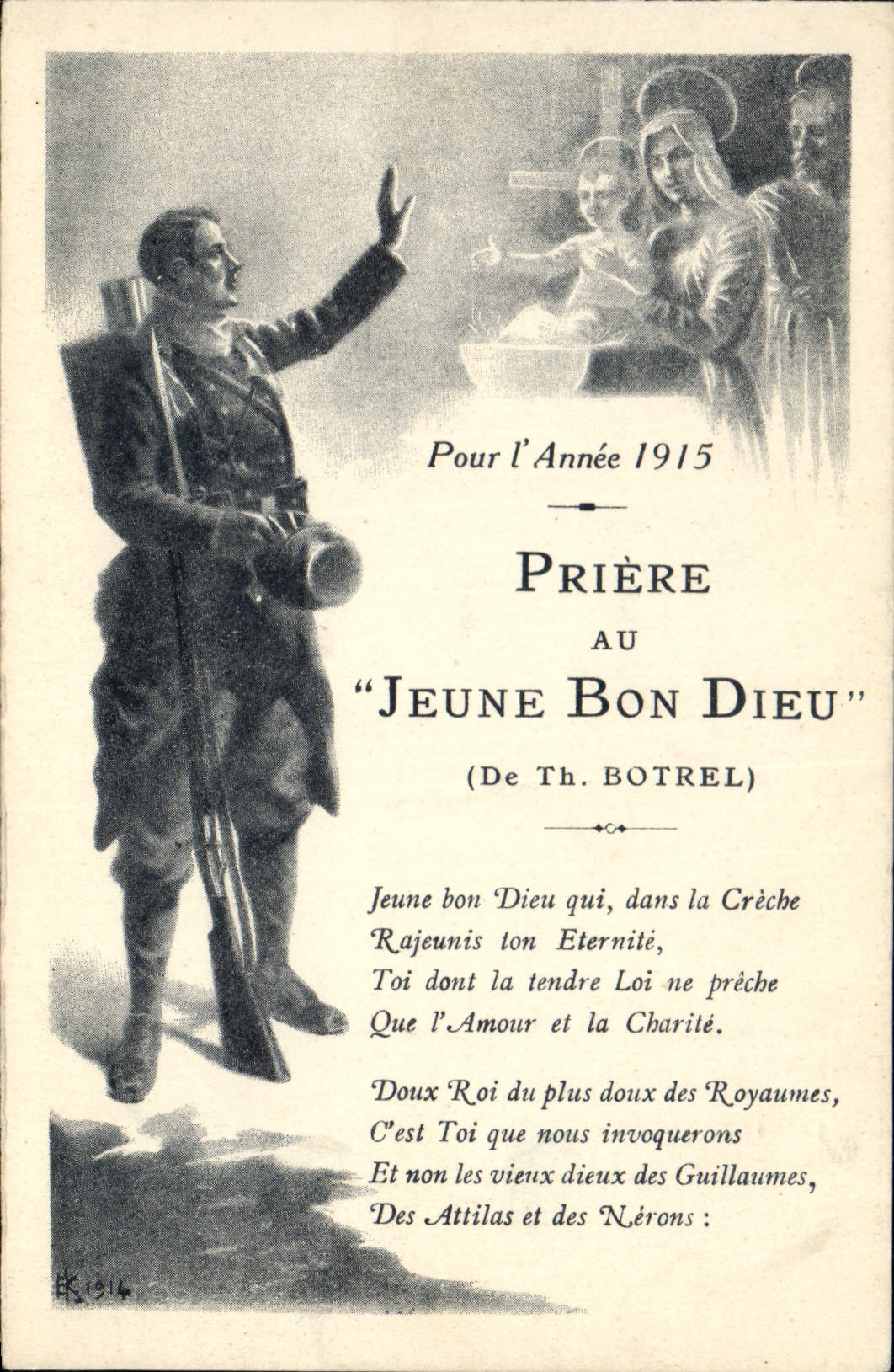 CPA Folklore Priere au Jeune Bon Dieu Botrel Annee 1915 