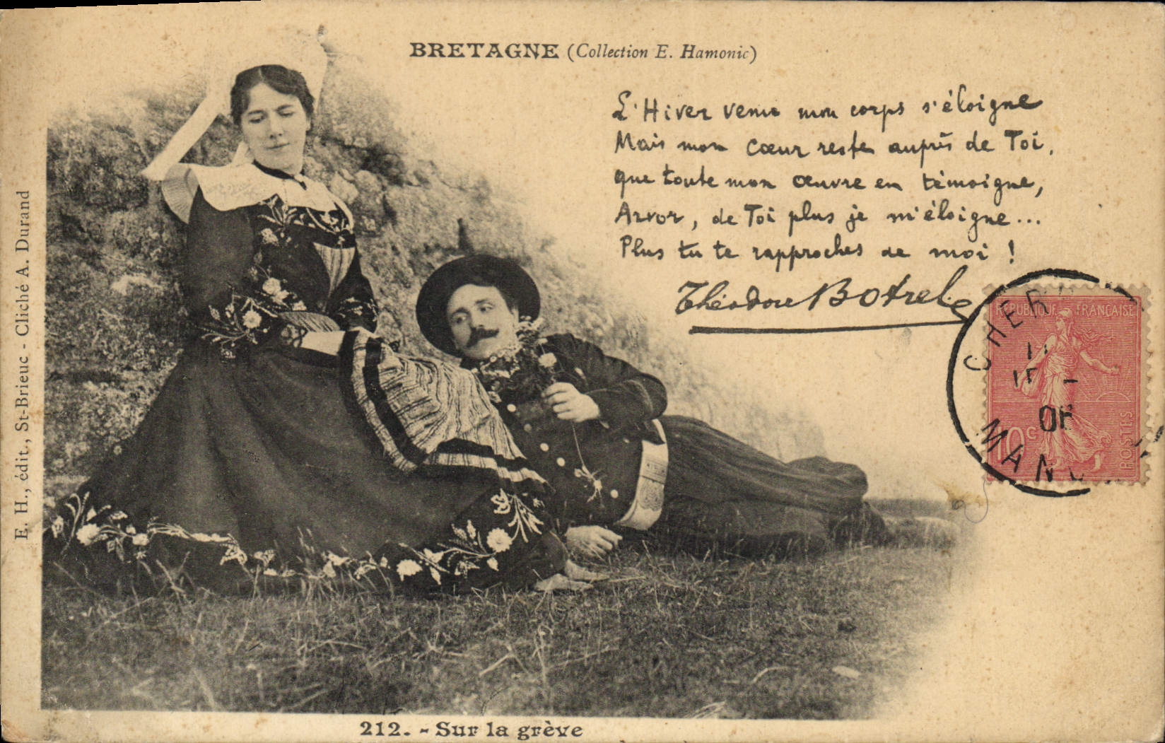 CPA Folklore Bretagne Sur la greve Botrel 