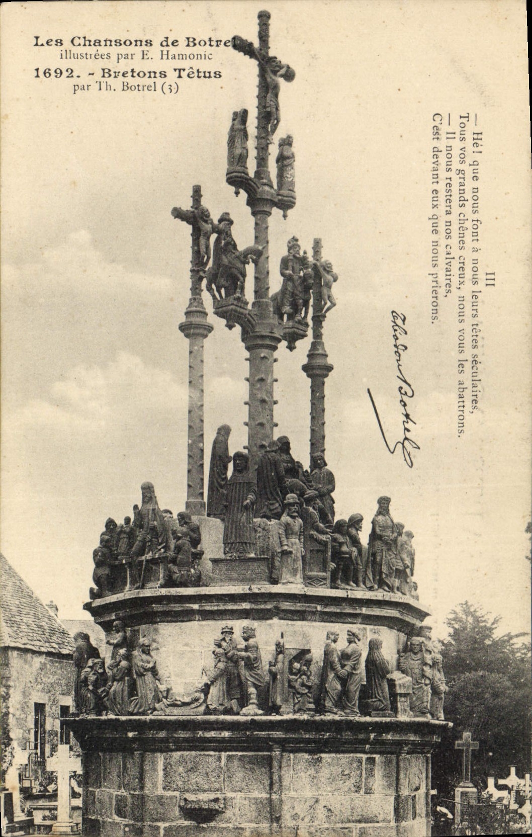 CPA Folklore Les chansons de Botrel Bretons tetus 