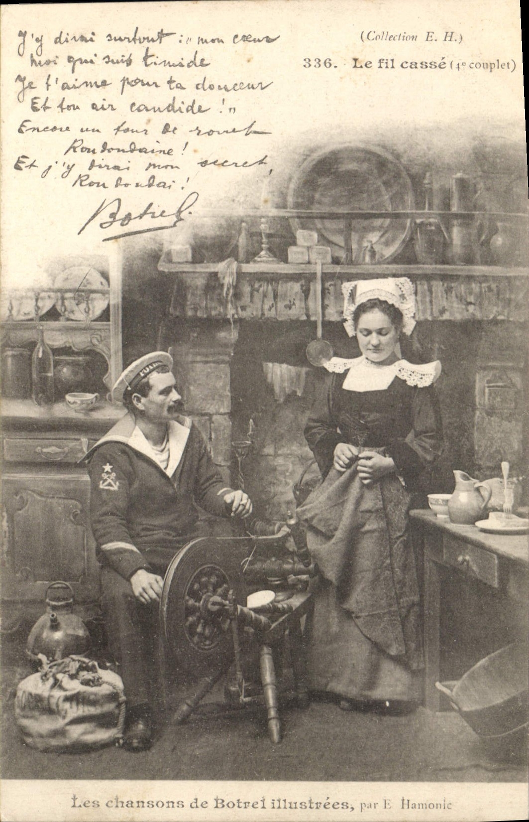 CPA Folklore Les chansons de Botrel Le fil casse Marin 