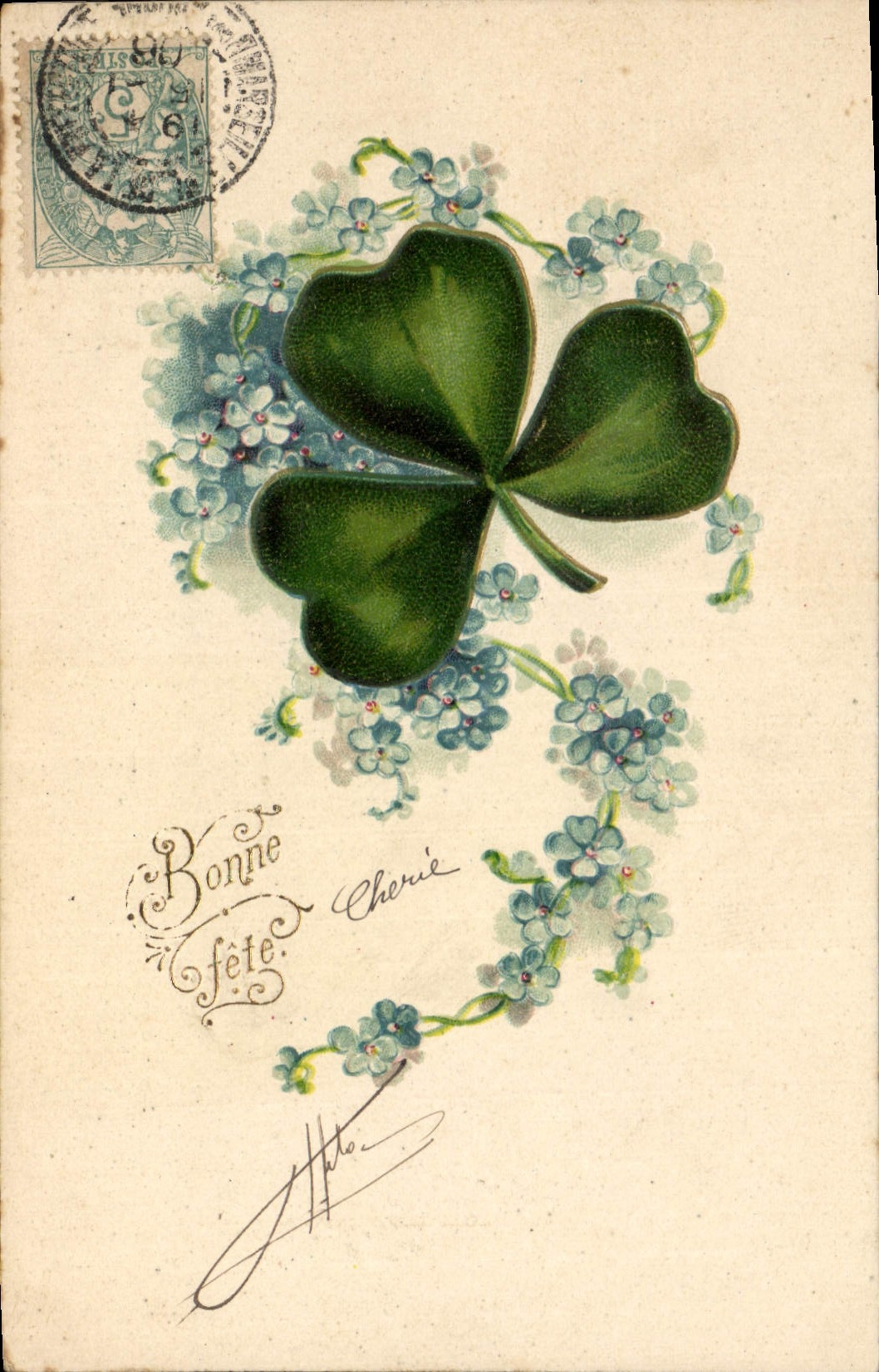 CPA Fantaisie Fleurs Trefle 