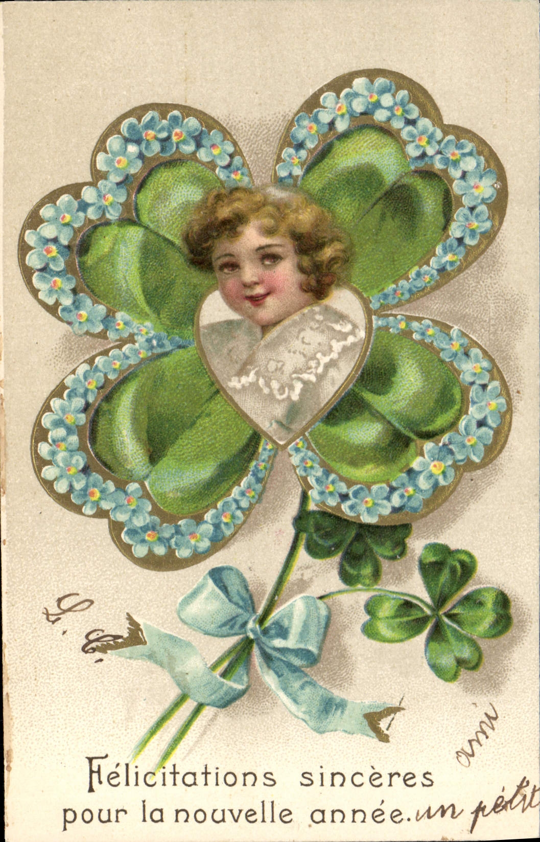 CPA Fantaisie Fleurs Enfant Trefle 