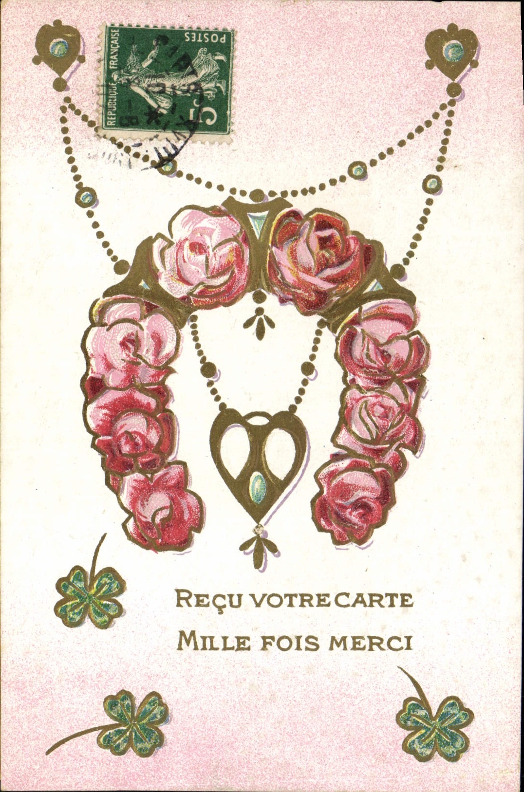 CPA Fantaisie Fleurs Fer a cheval 