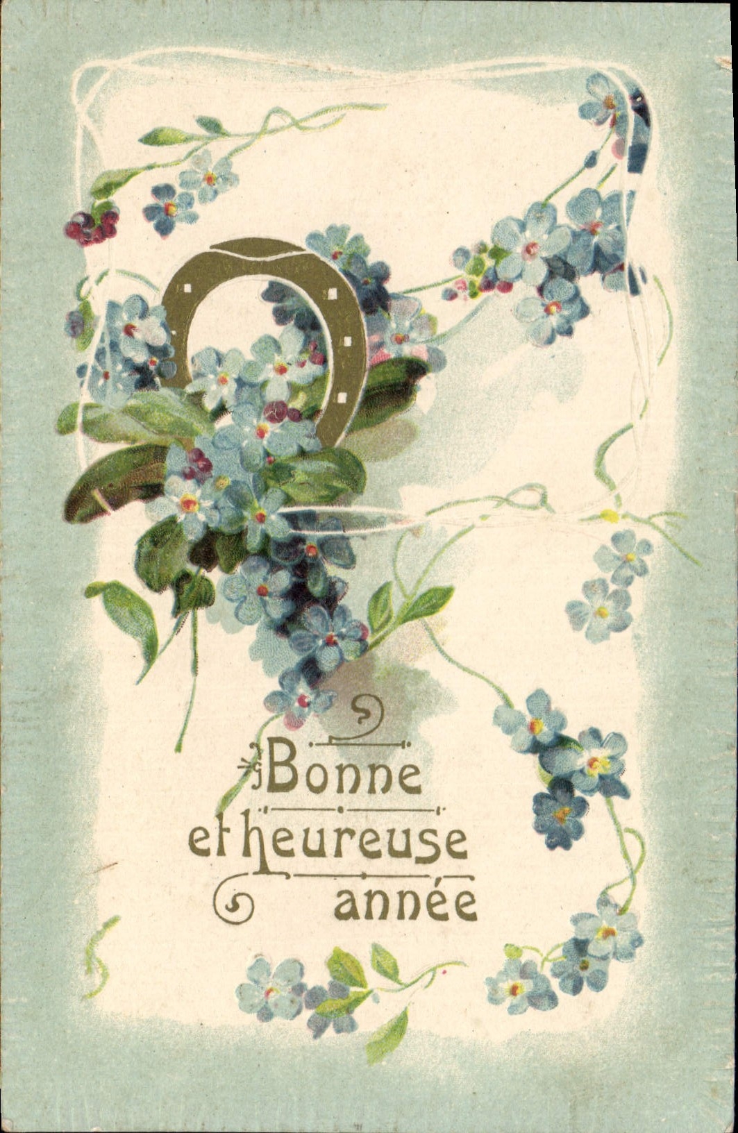 CPA Fantaisie Fleurs Fer a cheval 