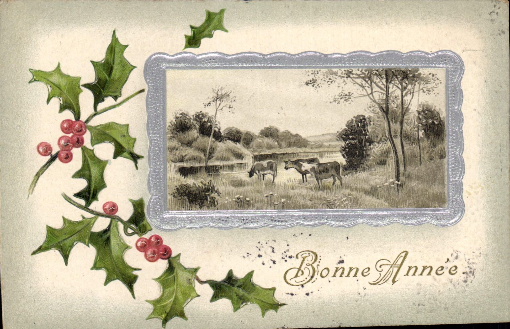 Vintage Postcard Fantasy Flowers Cows