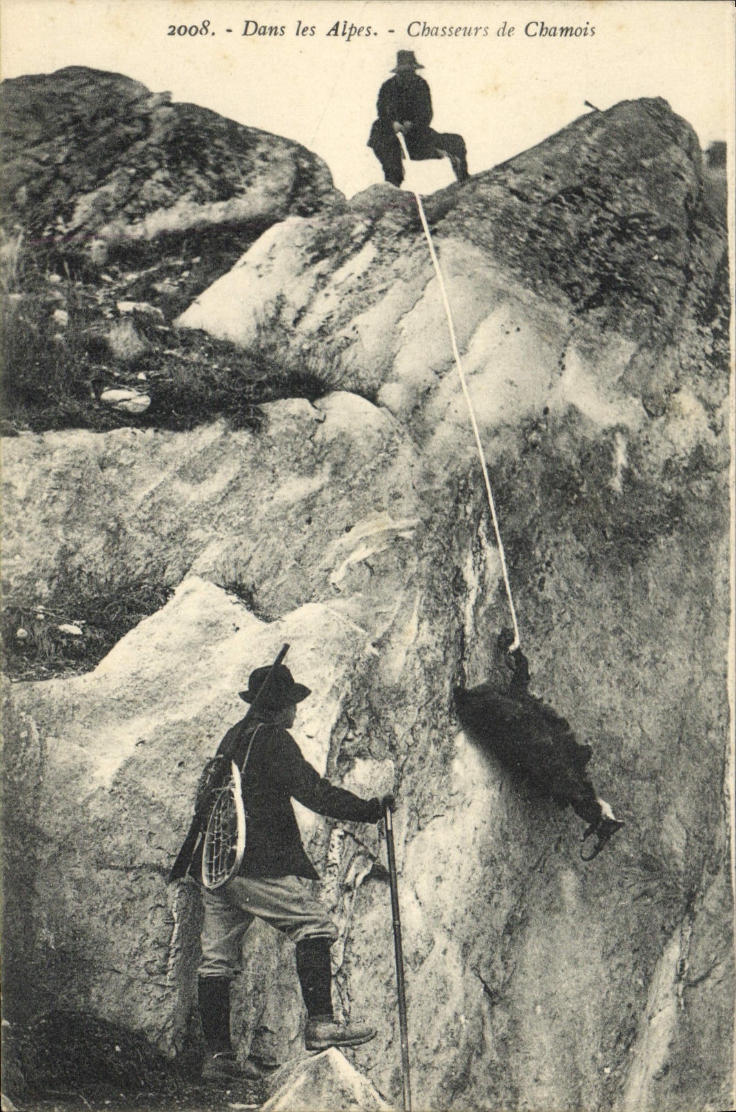 Postal Caza en los Alpes Cazadores de gamuza CUMBRE