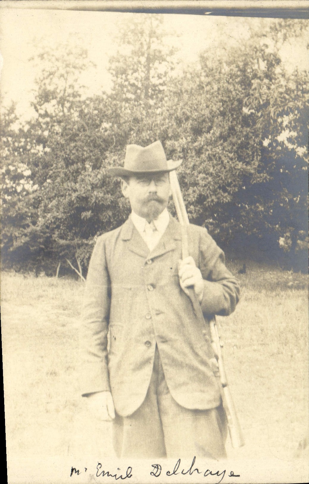 TARJETA FOTO Caza Cazador Emile Delchaye