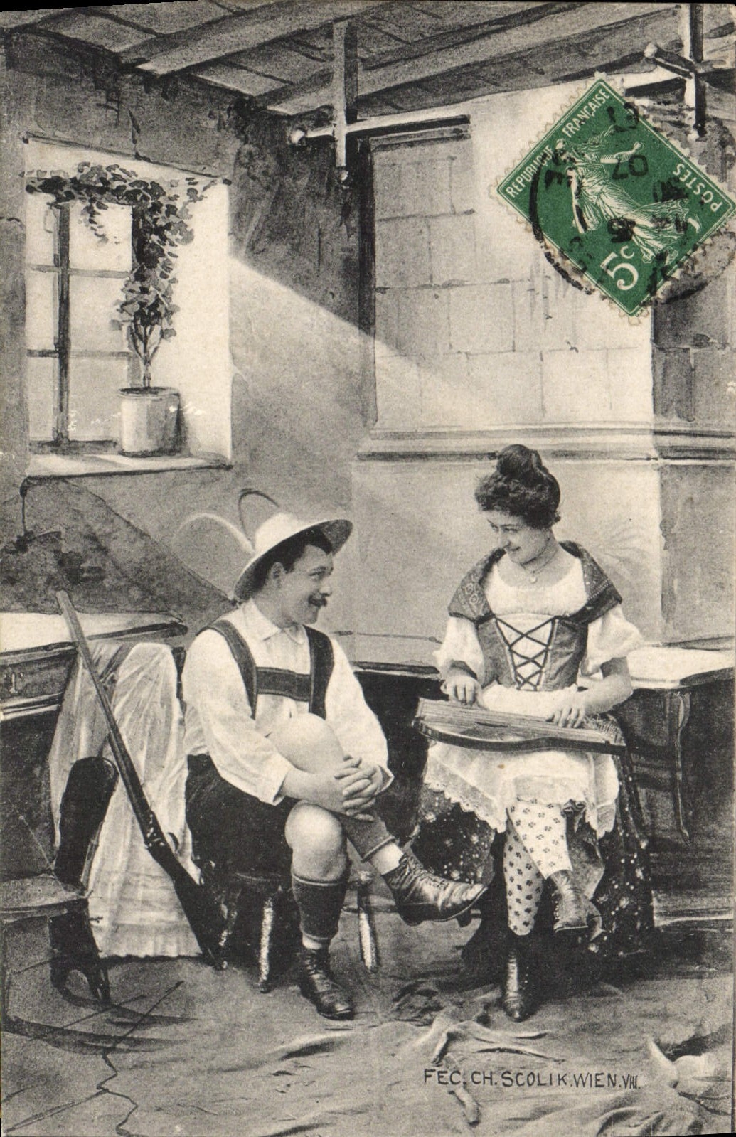 CPA Chasse Chasseur Folklore 