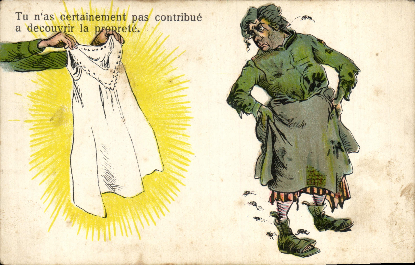 Postal Fantasia Ilustrador Limpieza Mujer