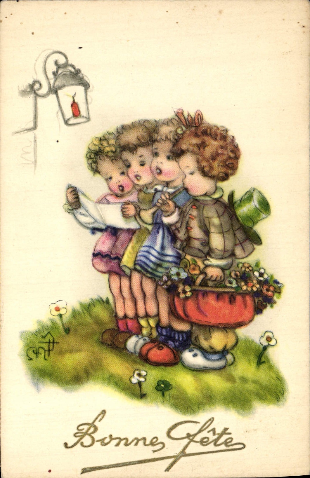 CPA Fantaisie Illustrateur Enfants Bonne fete 