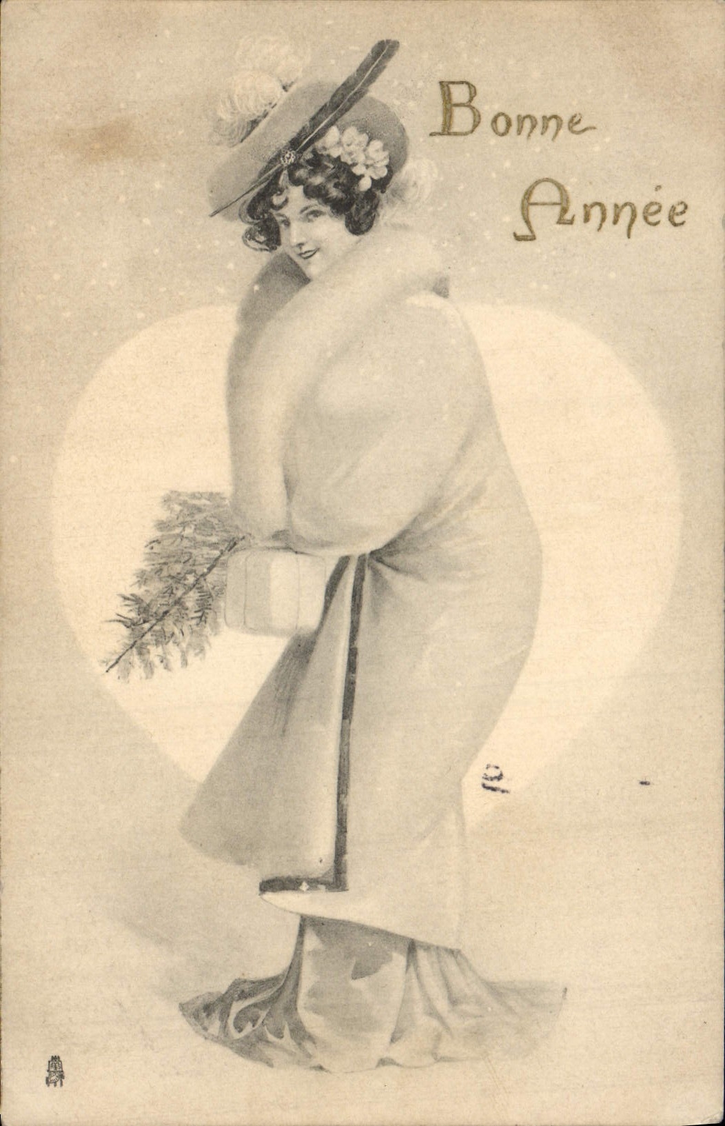 CPA Fantaisie Illustrateur Femme Bonne annee 