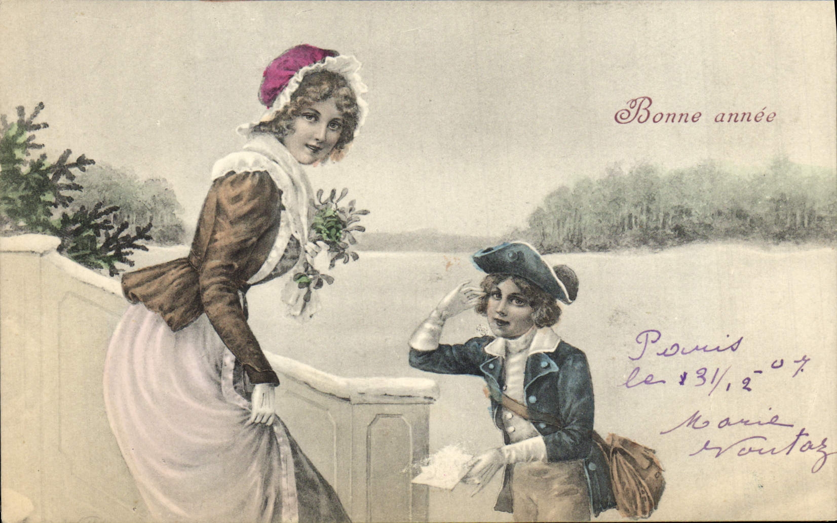 CPA Fantaisie Illustrateur Femme Enfant 