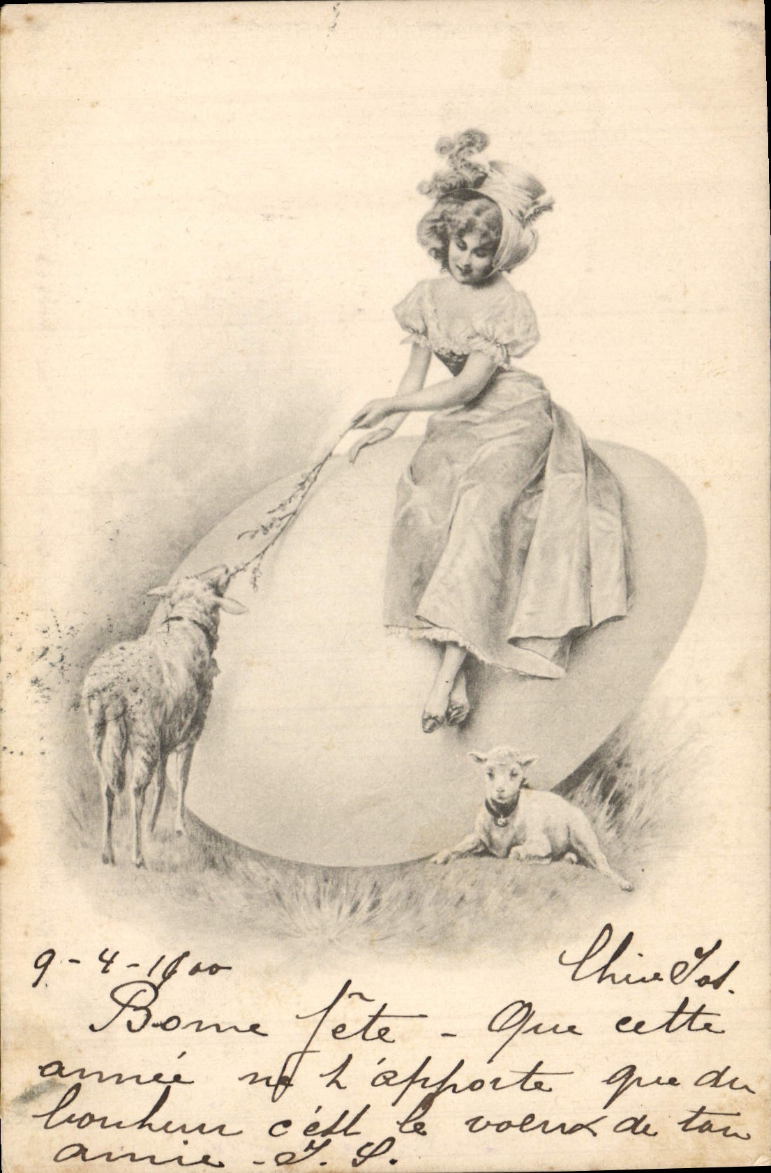 CPA Fantaisie Illustrateur Femme Moutons 