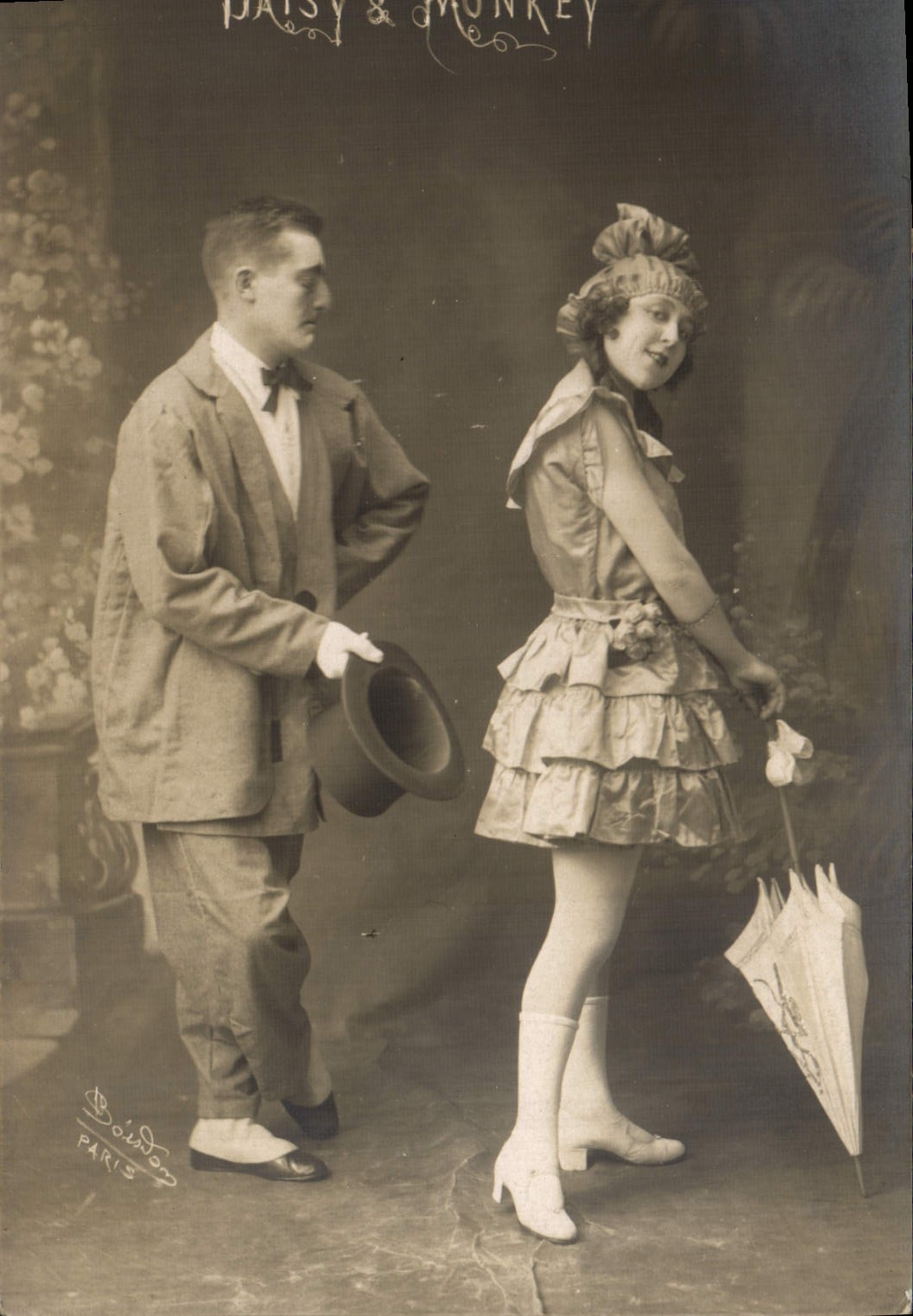 Vintage Postcard Daisy & Monkey