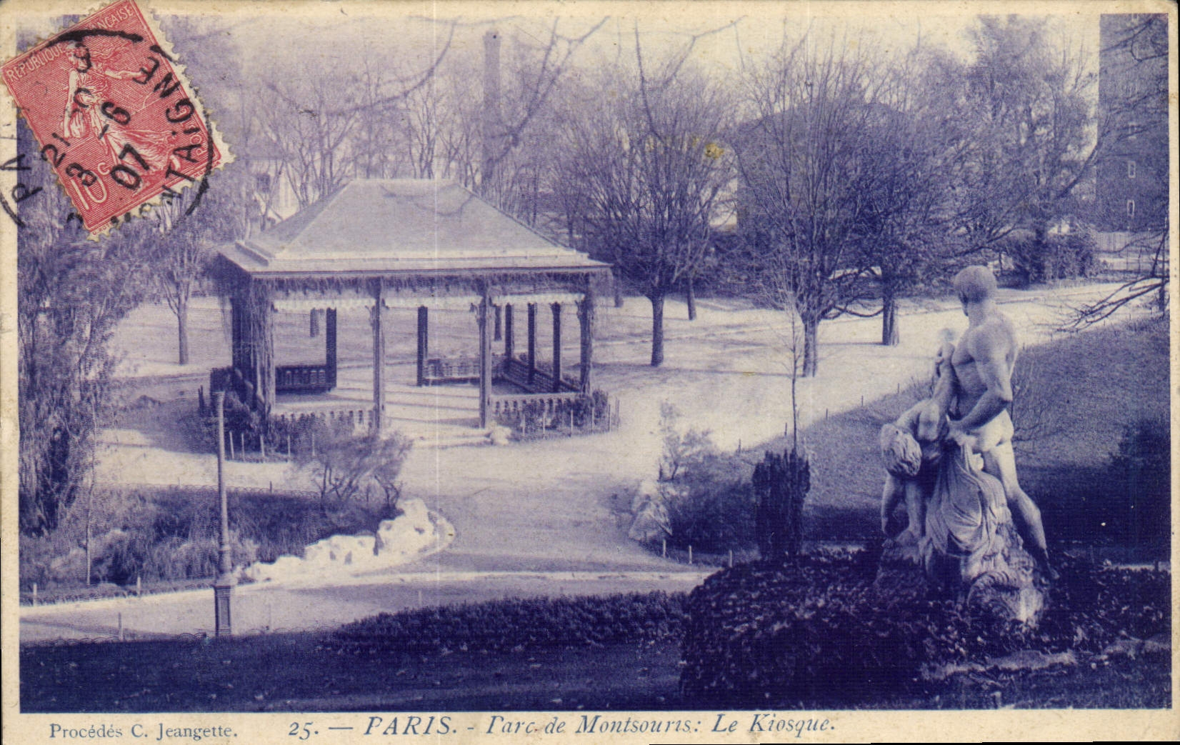 Vintage Postcard Kiosk Paris Montsouris Park