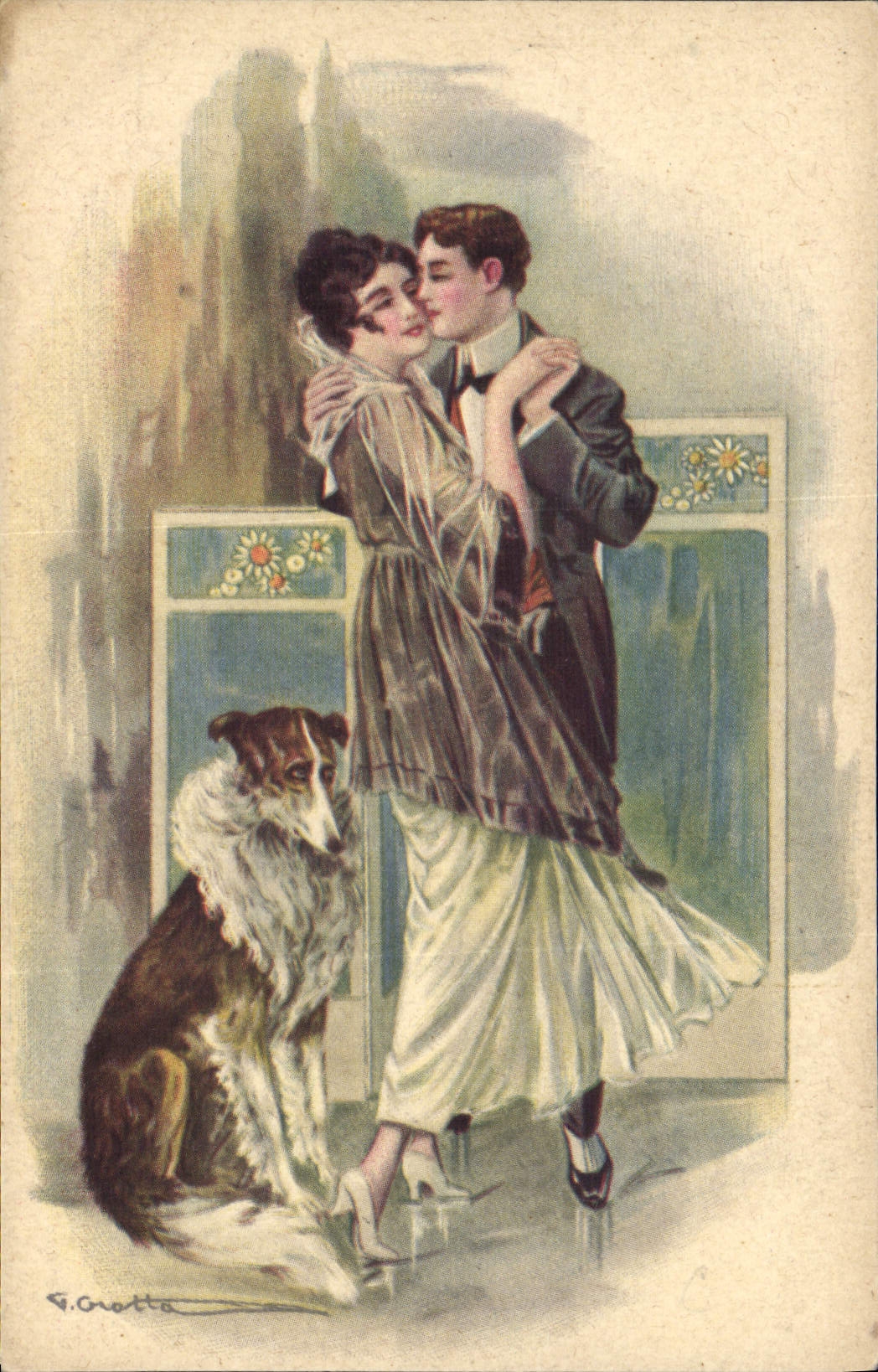 CPA Chien Chiens Femme Danse 