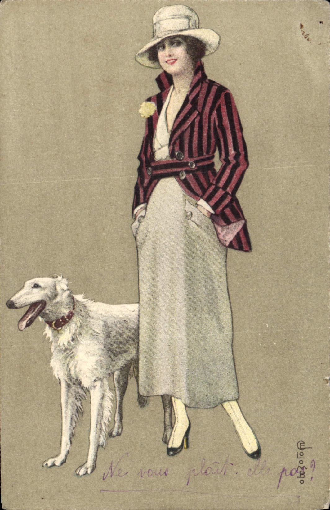 CPA Chien Chiens Femme 