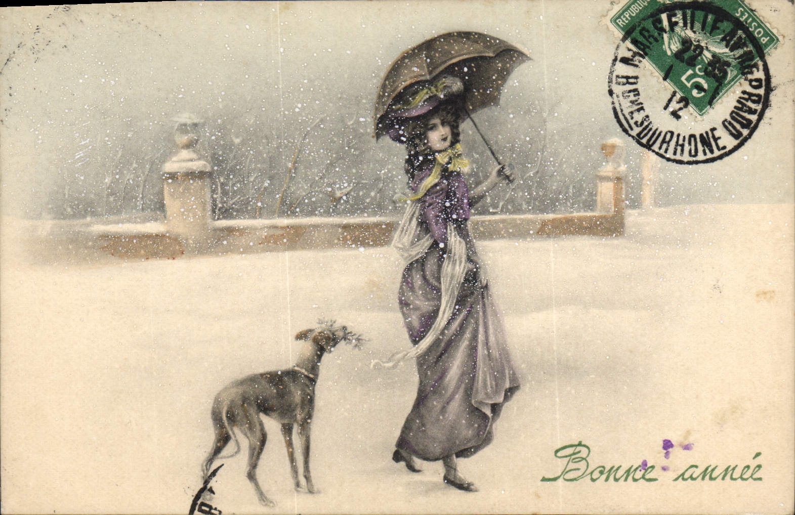 CPA Chien Chiens Femme Levrier 
