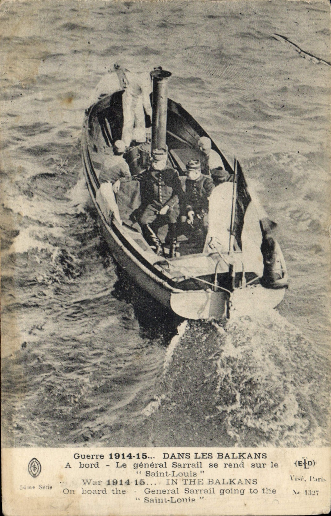 Vintage Postcard Militaria In Balkans A edge general Sarrail goes on the Saint Louis