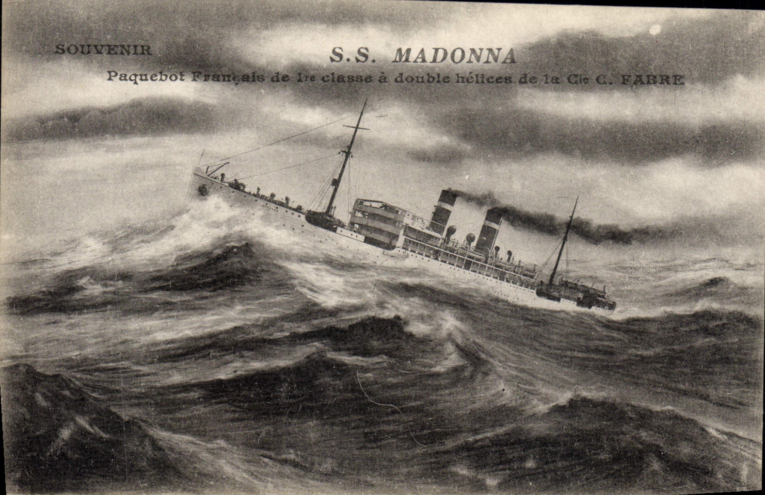 CPA Bateau SS Madonna Paquebot francais de 1ere classe Cie Fabre 
