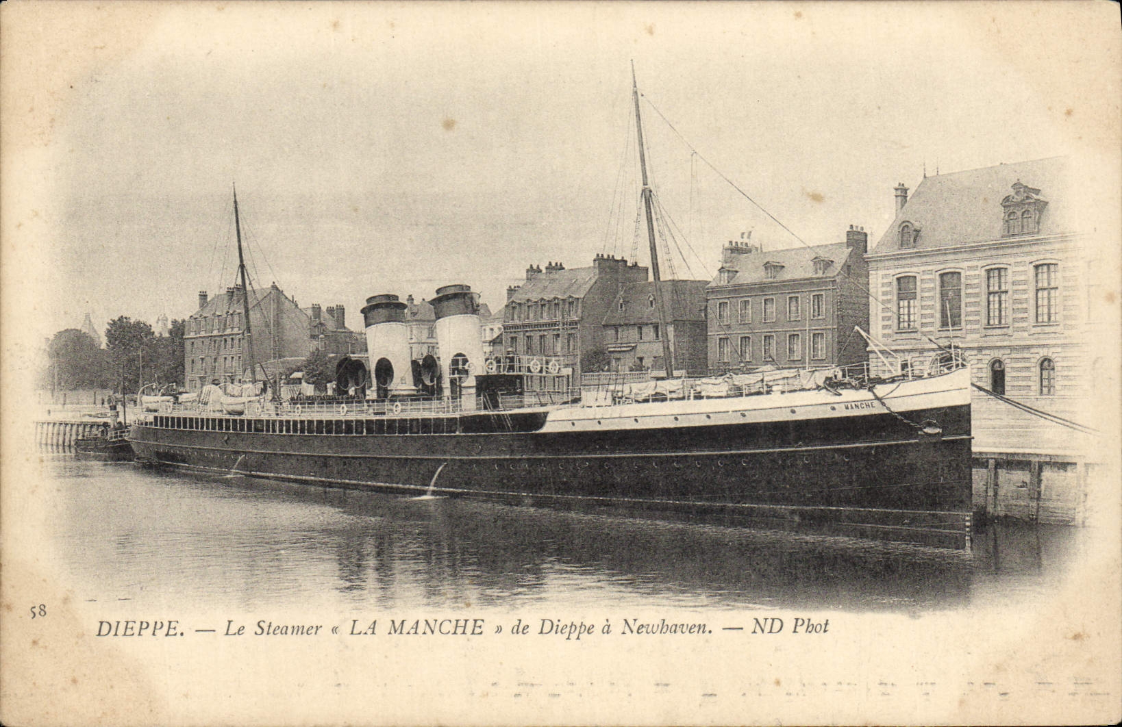 Vintage Postcard Bateau Dieppe the steamer the English Channel of Dieppe has Newhaven