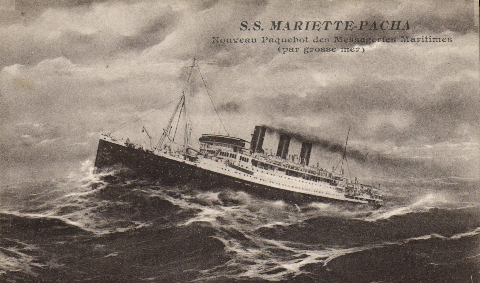 Vintage Postcard Boat SS Mariette Pasha Nouveau Steamer of the Shipping company