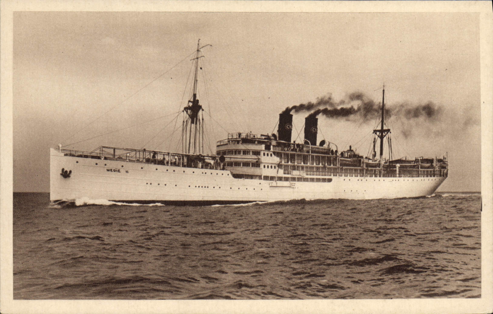 Vintage Postcard Mixed Boat Shipping company Parquet floor Marseilles Steamer Medie II