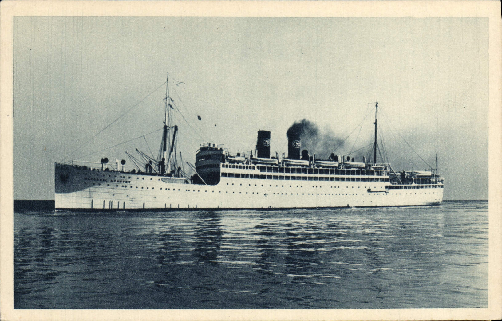 Vintage Postcard Mixed Boat Shipping company Parquet floor Marseilles Steamer Lyautey Marshal