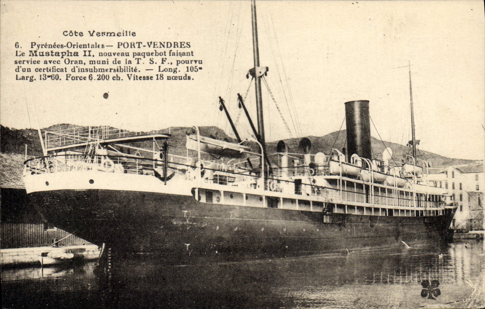 CPA Bateau Port Vendres Le Mustapha II nouveau paquebot faisant service avec Oran 