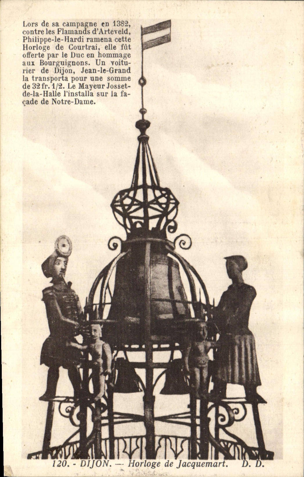 Vintage Postcard Bell Dijon Clock of Jacquemart