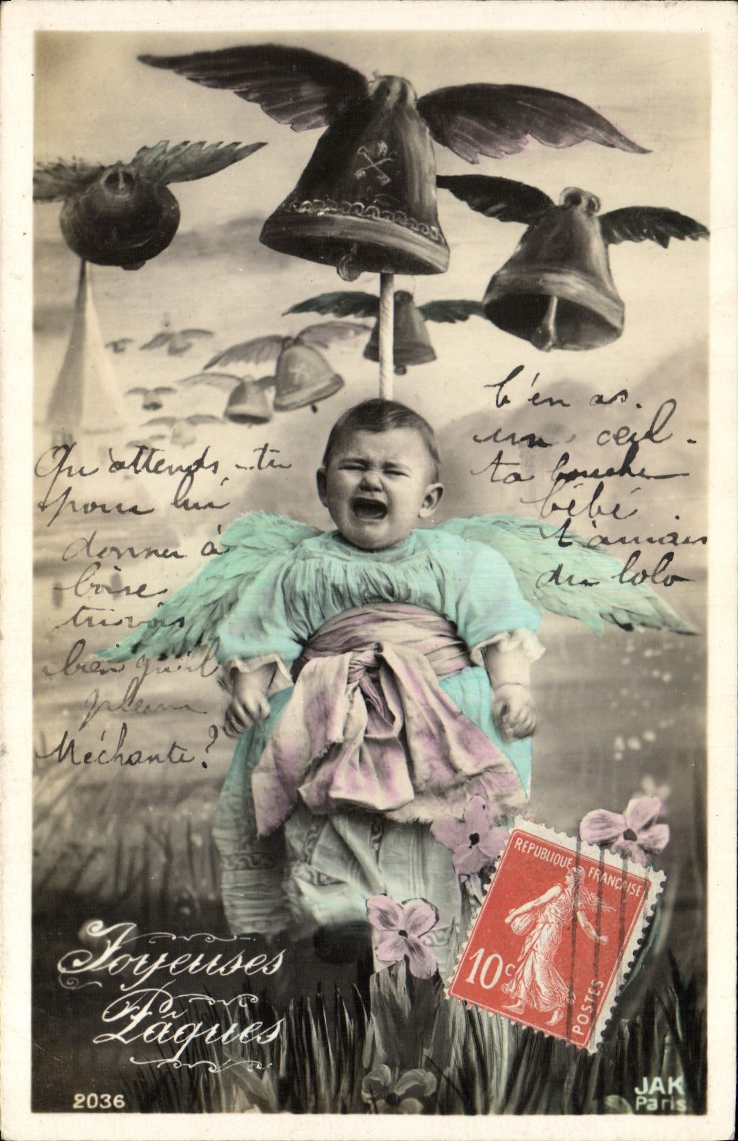 CPA Cloche Enfant Bebe Paques