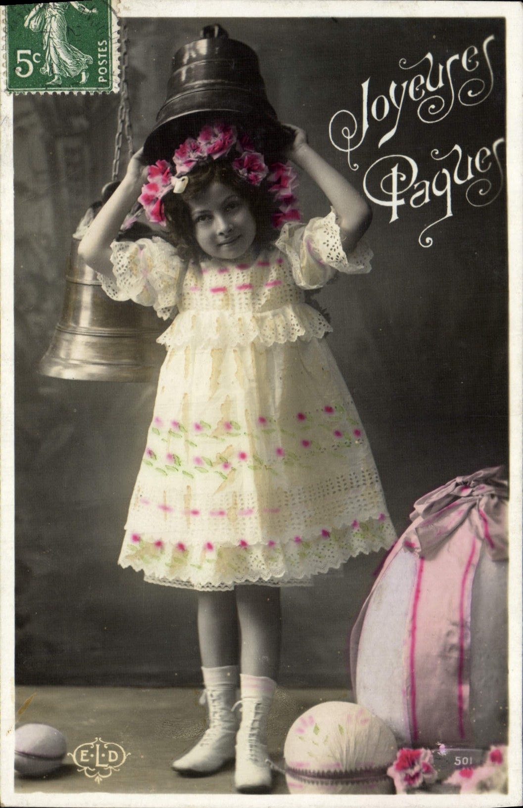 CPA Cloche Enfant Paques 