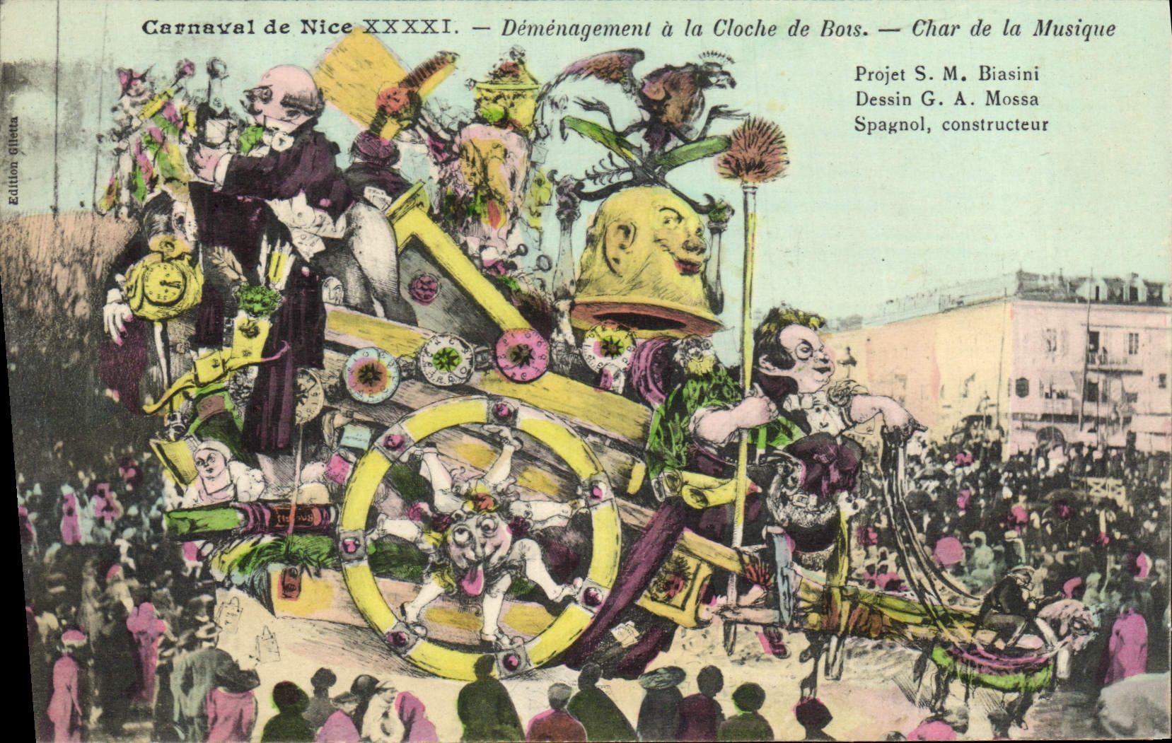CPA Cloche Carnaval de Nice XXXXI Demenagement a la cloche de Bois Char de la musiqsue