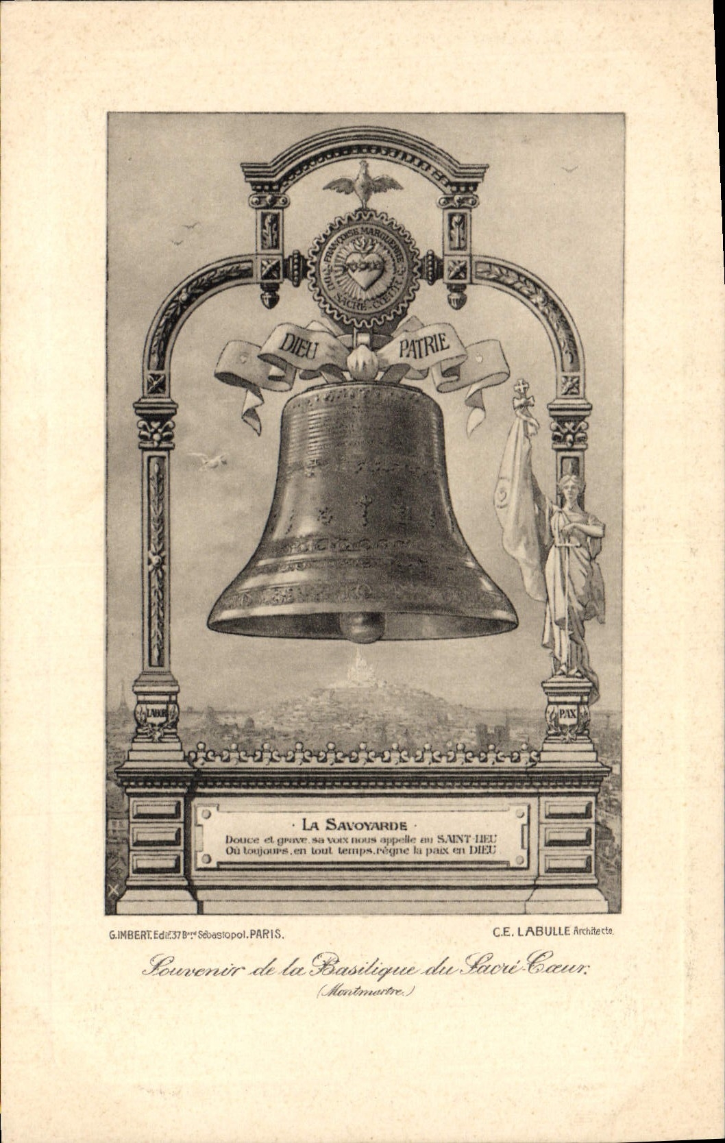 Vintage Postcard Bell Basilica of the Sacring Heart of Montmartre Paris