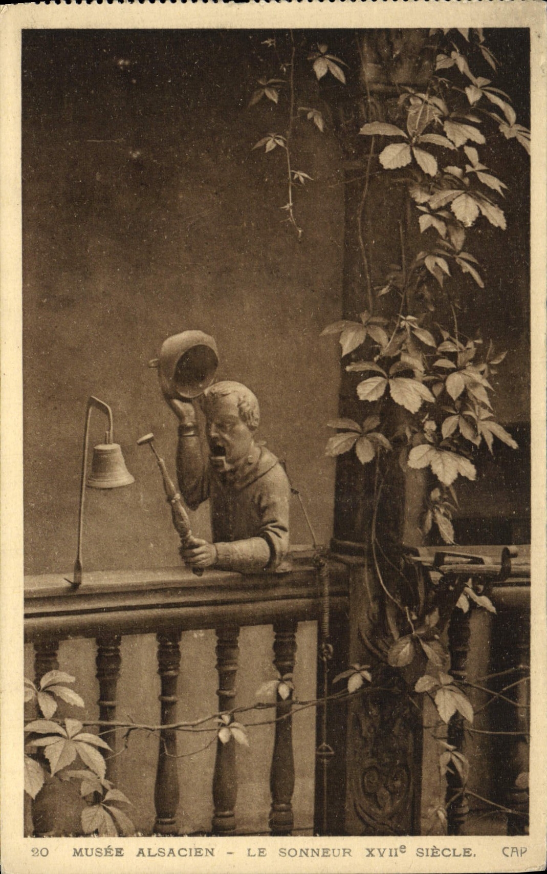 Vintage Postcard Bell Alsatian Museum the bell ringer 17th