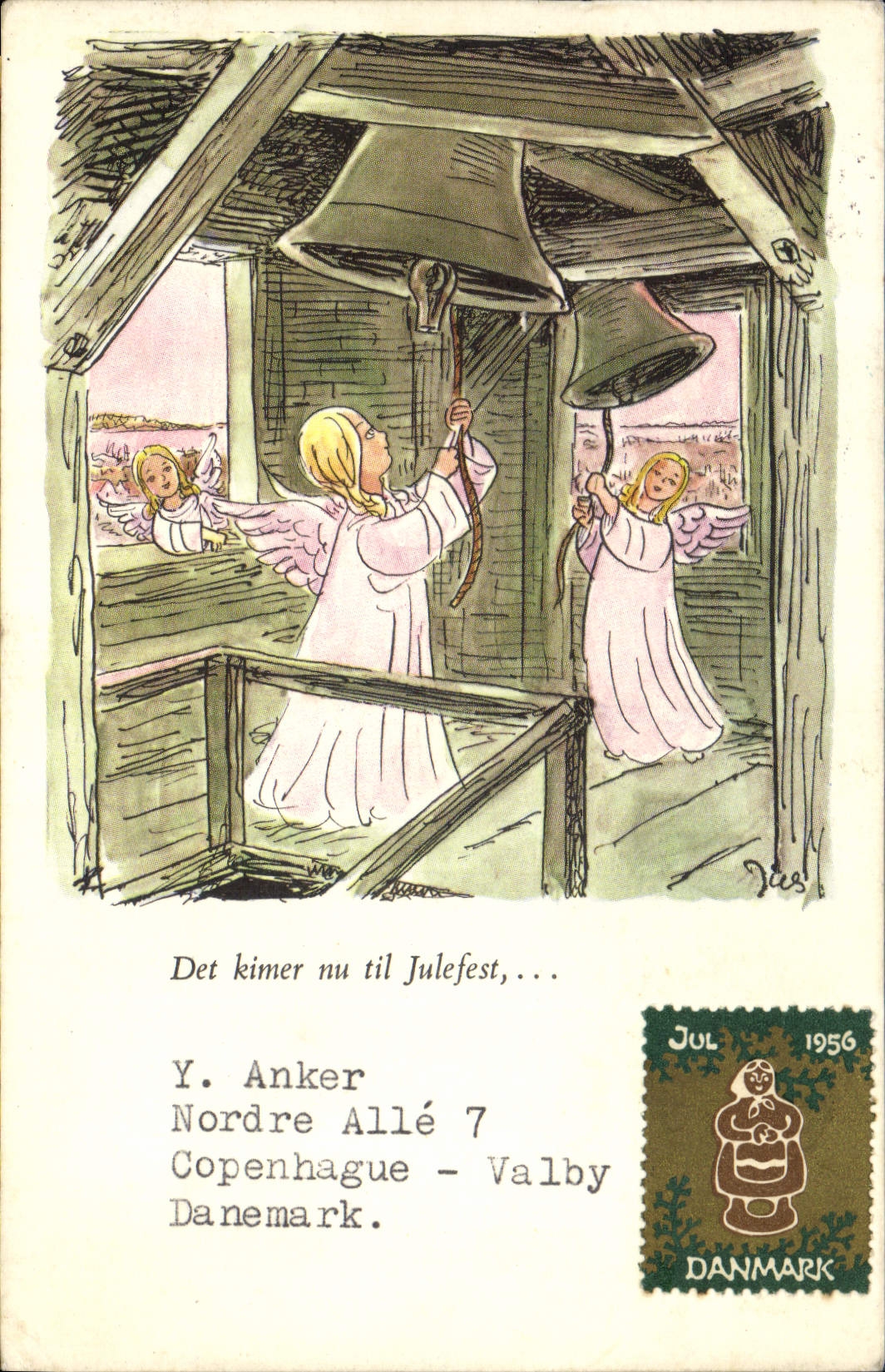 CPA Cloche Enfants Vignette Danemark Denmark 