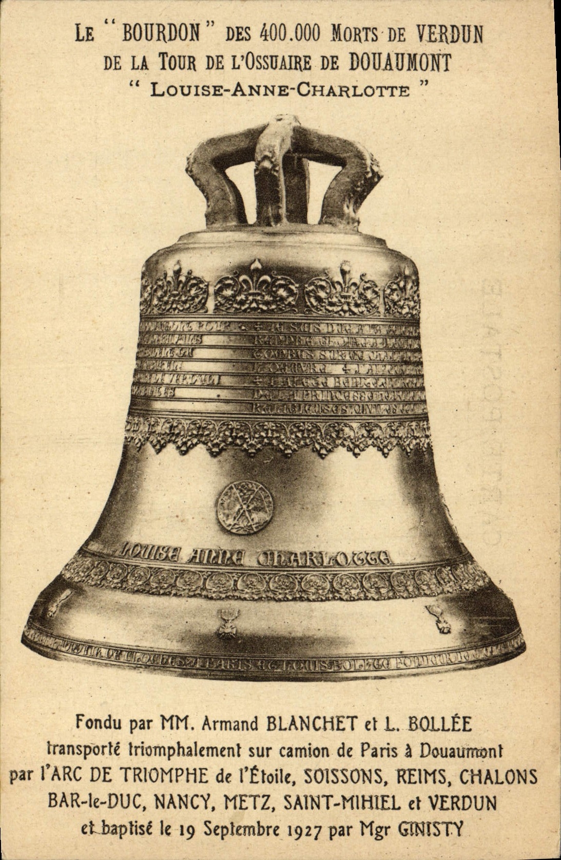 Vintage Postcard Bell the Bumblebee of Verdun Turn of the ossuary of Douaumont Militaria Louise Anne Charlotte