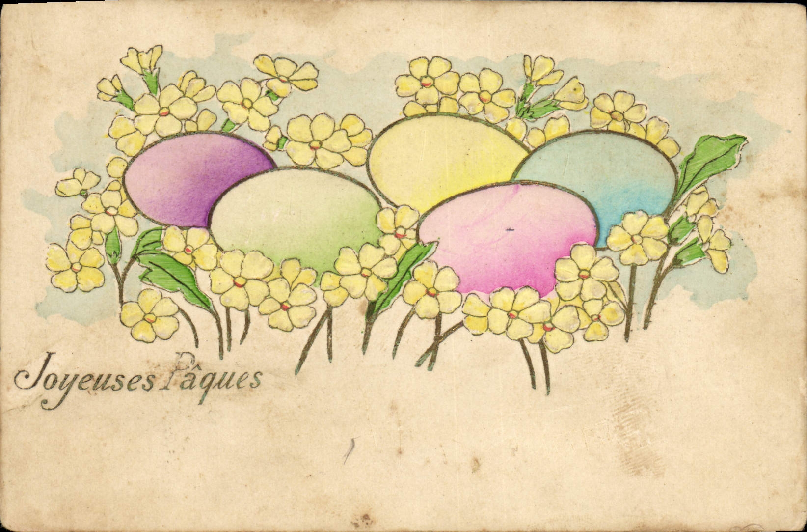 CPA Fantaisie Fleurs Oeufs 