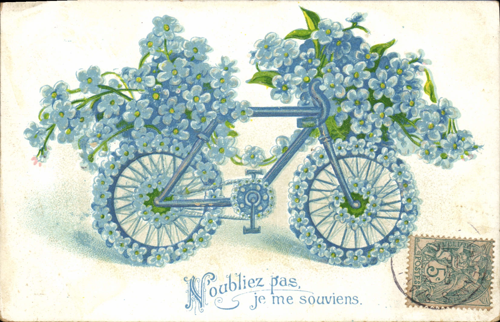 CPA Fantaisie Fleurs Velo Cycle 