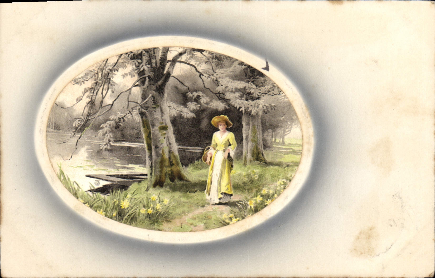 CPA Fantaisie Fleurs Femme 