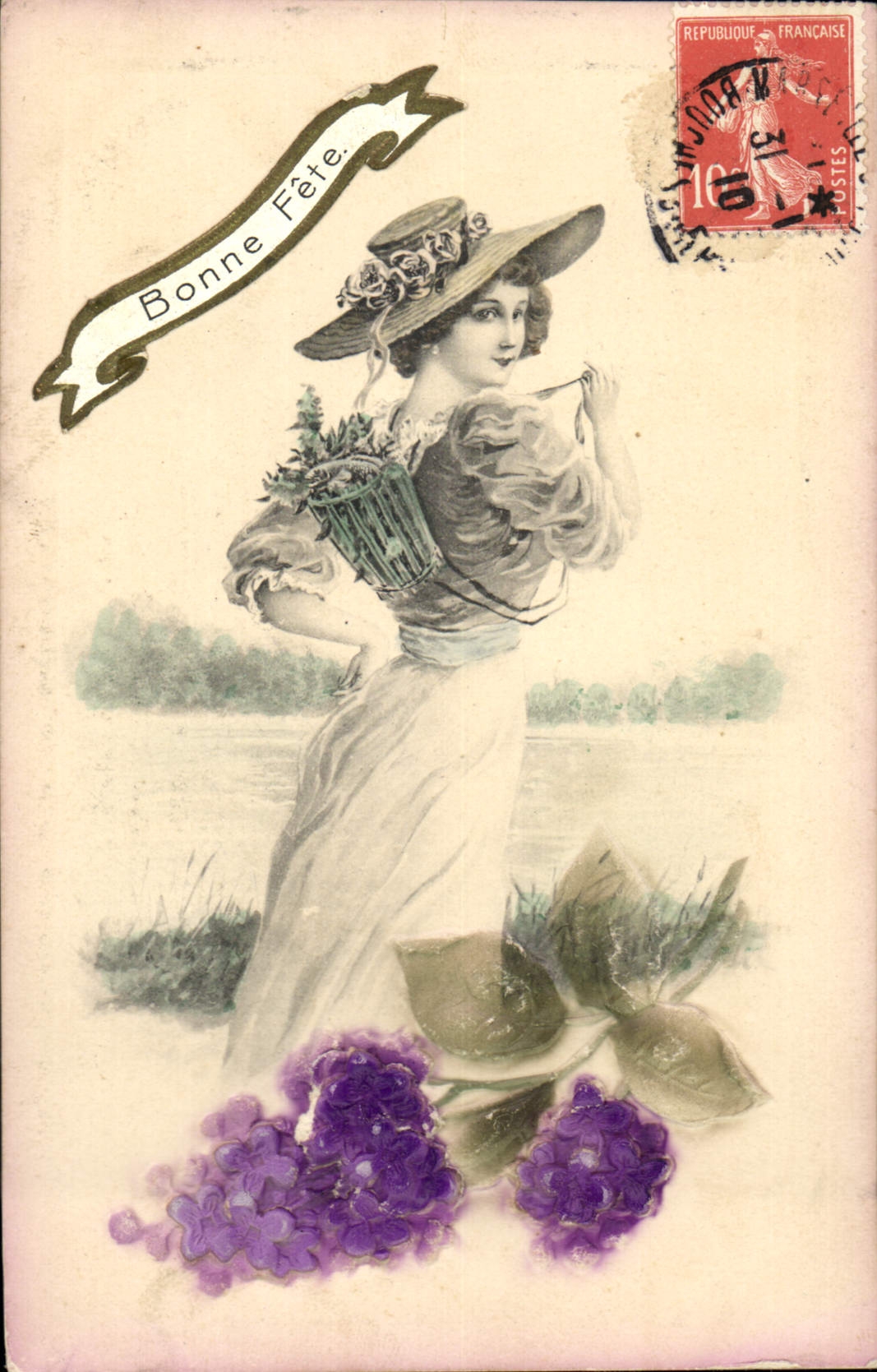 CPA Fantaisie Fleurs Femme 