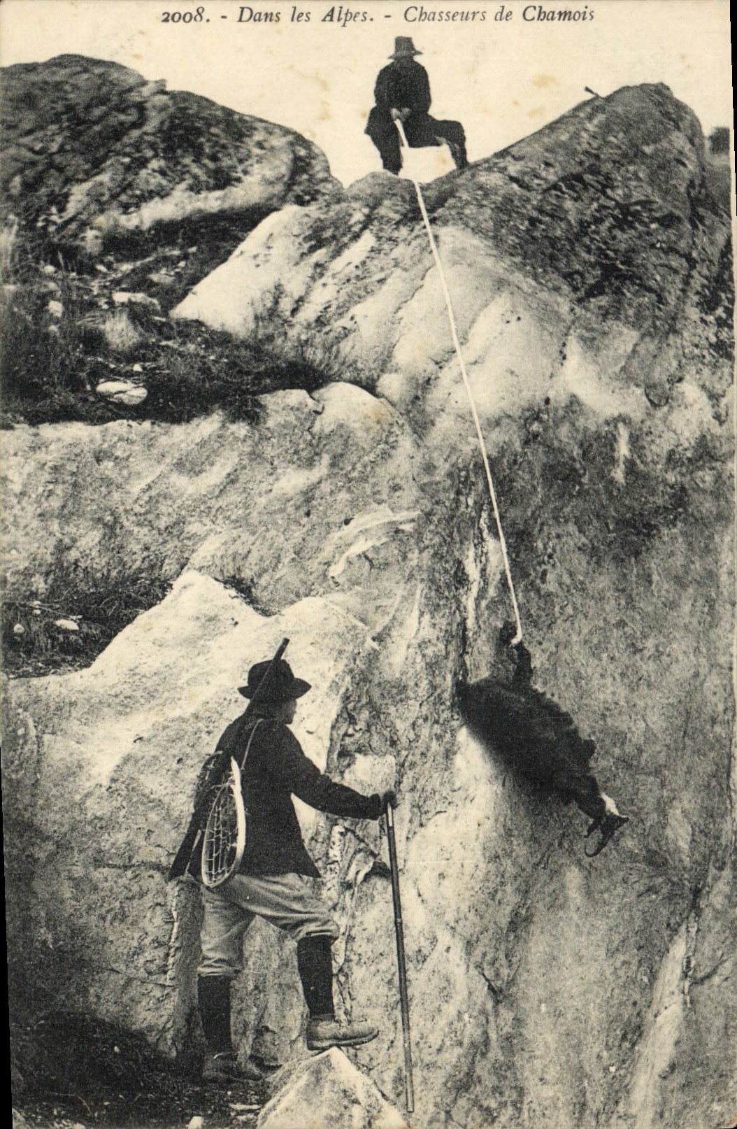 CPA Chasse Chasseurs de chamois Dans les Alpes TOP