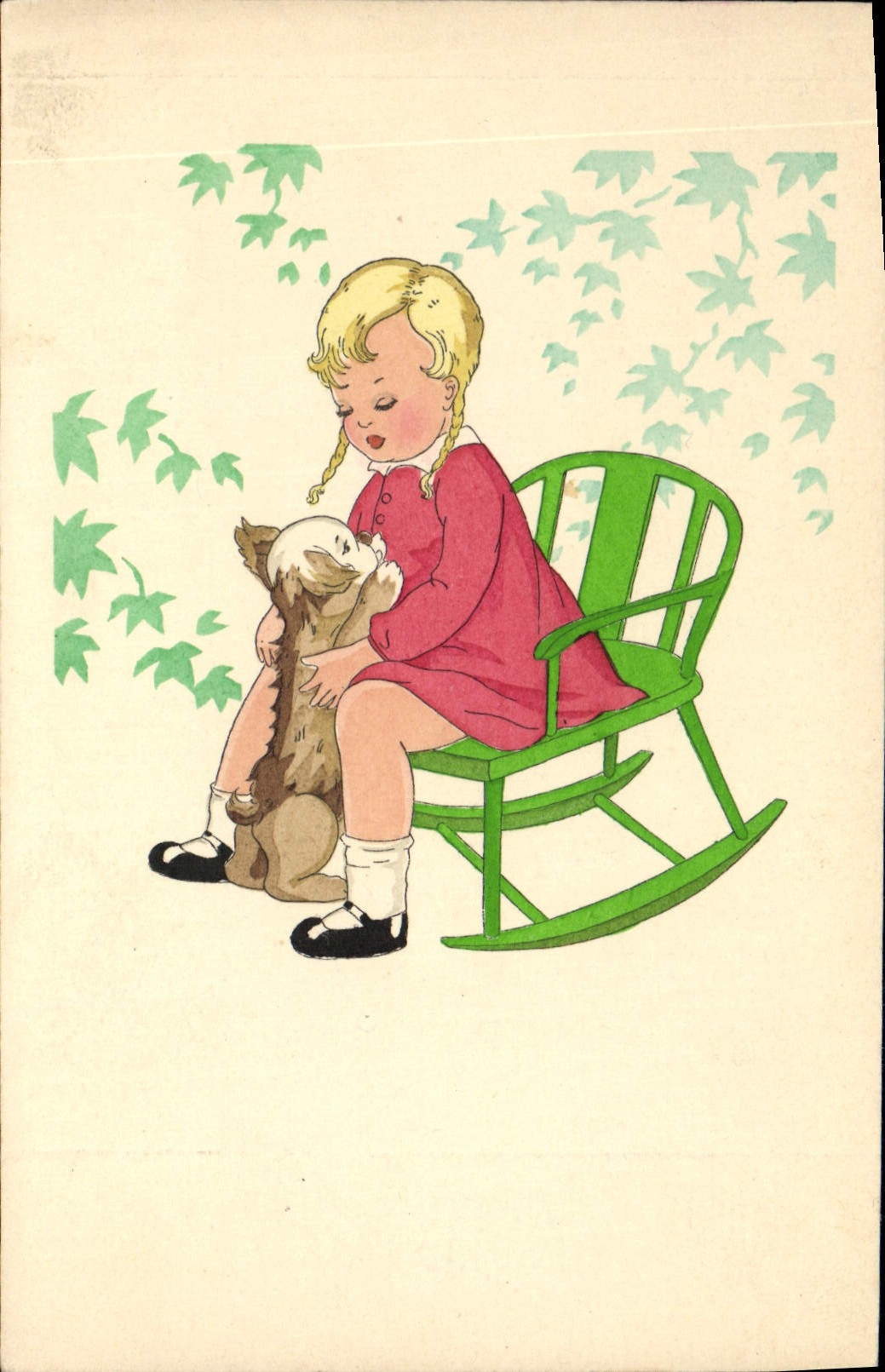 CPA Fantaisie Illustrateur Enfant Chien