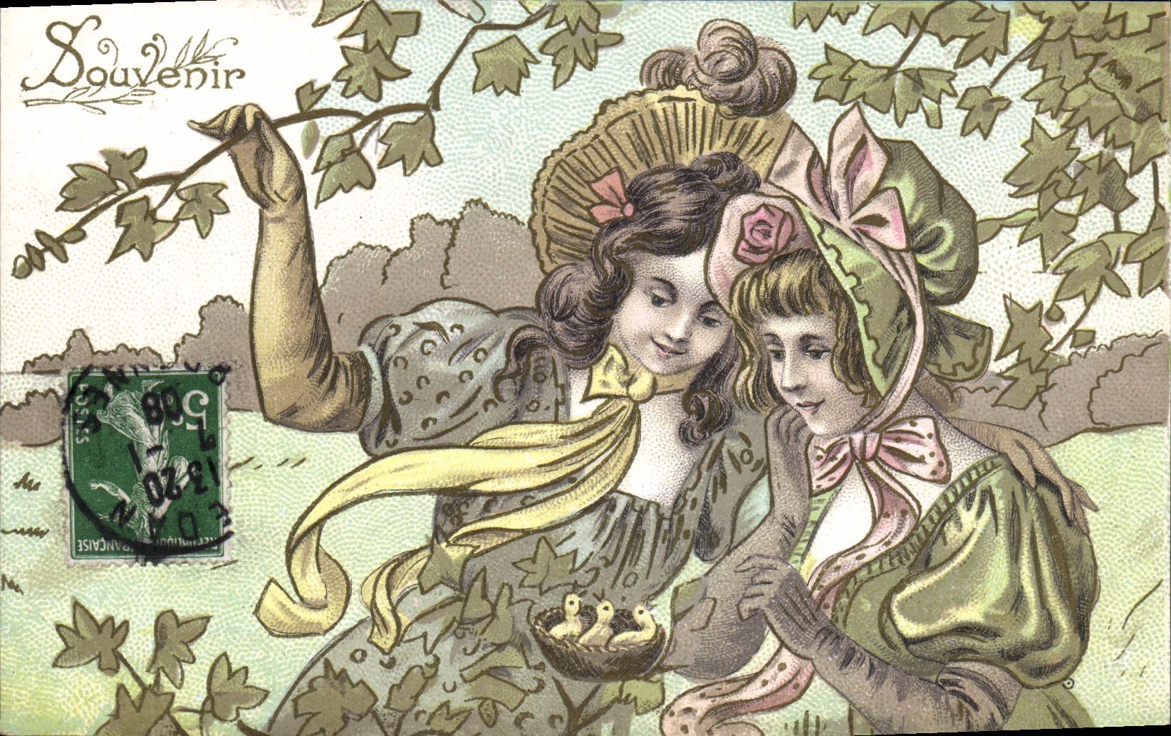 CPA Fantaisie Illustrateur Femmes poussins 