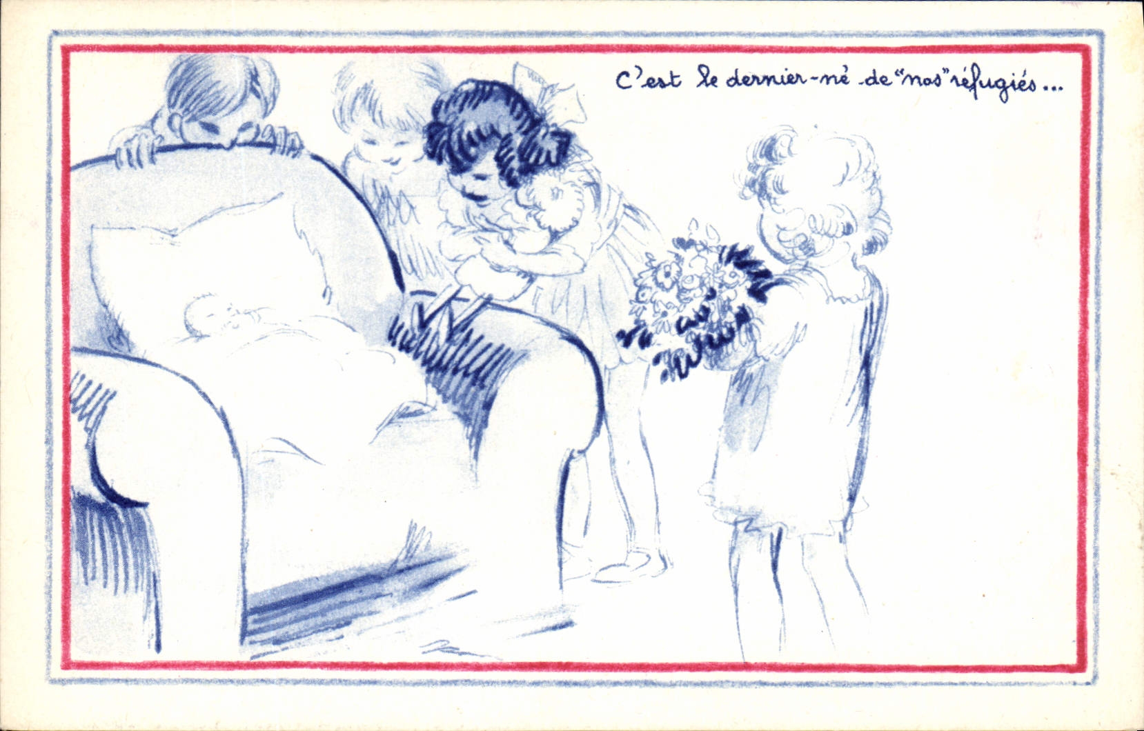 Postal Fantasia Ilustrador Niños Refugiados