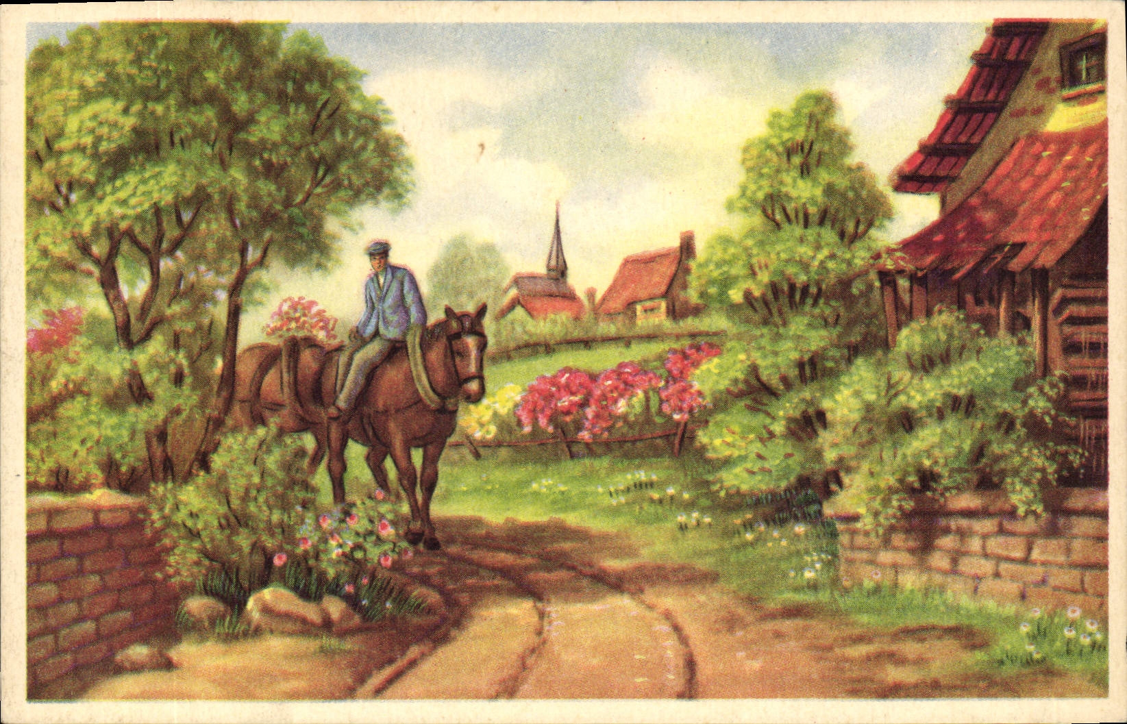 Postal Fantasia Ilustrador Caballo